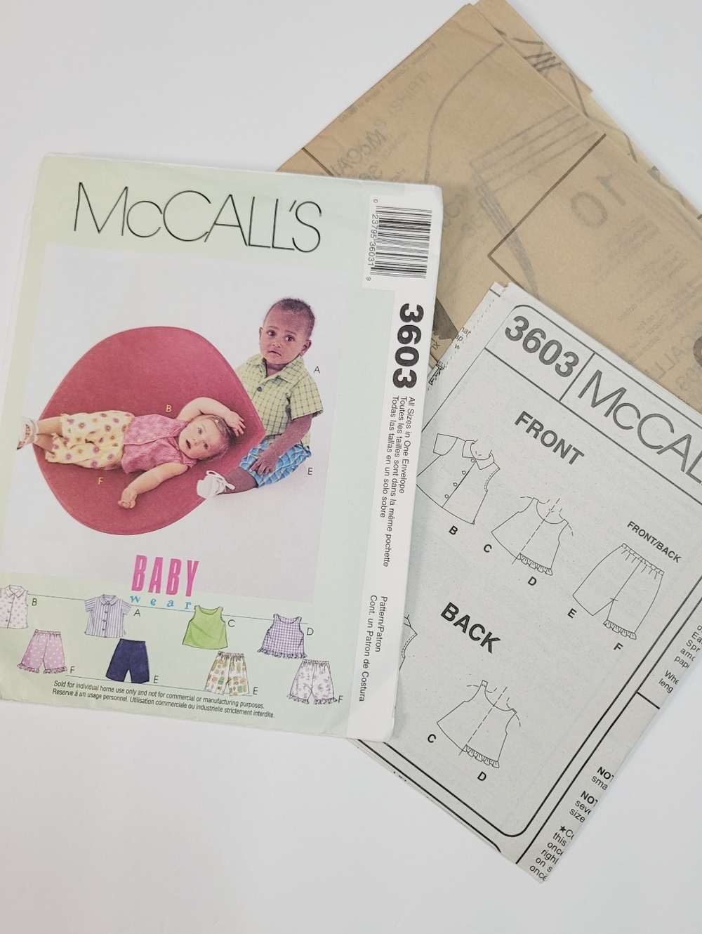 McCalls 3603 Baby Wear Pattern Factory Folded FF All Sizes S-XL Shorts Tops